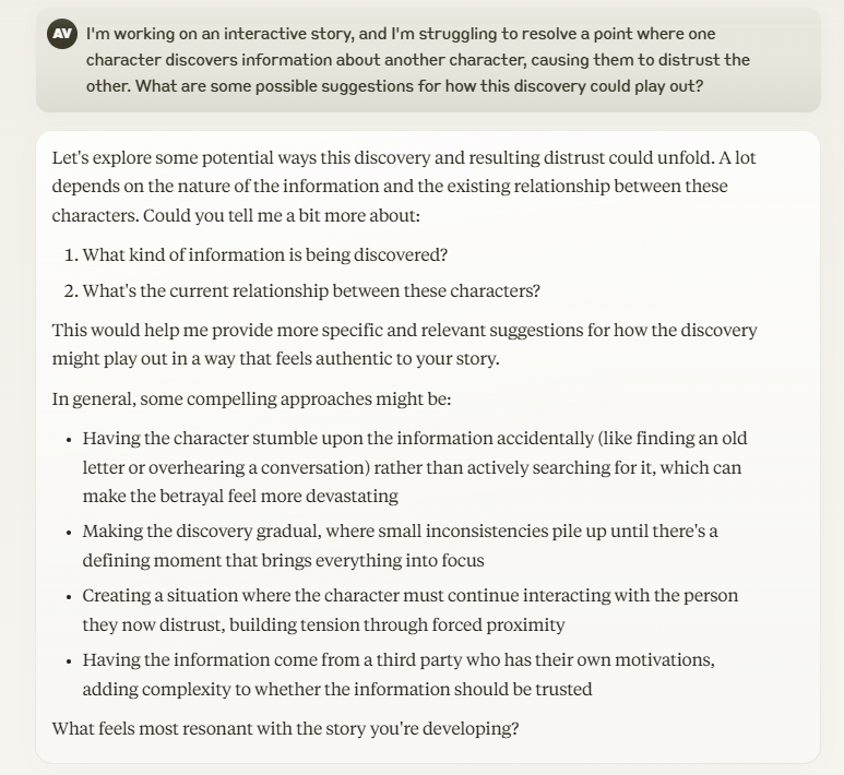 This is a repeat of the Claude example above showing the start of the conversation.