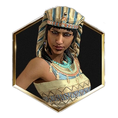 Civ 7 leader portrait of Hatshepsut.